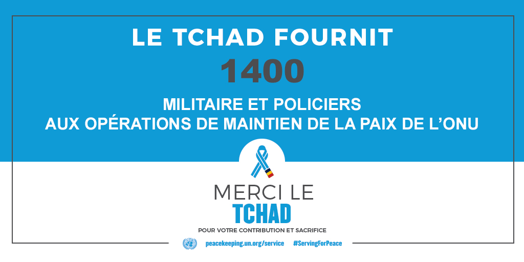 Le Tchad fournit 1400 militaires et policiers aux opérations de maintien de la paix de l'ONU
