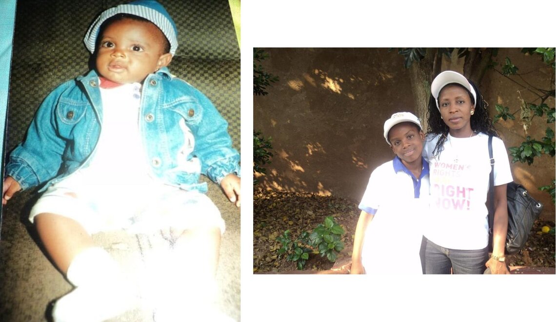 On the left, Anny’s daughter as a baby in 2000. On the right, Anny and her daughter living in South Africa as refugees in 2010. Photos courtesy Anny Modi