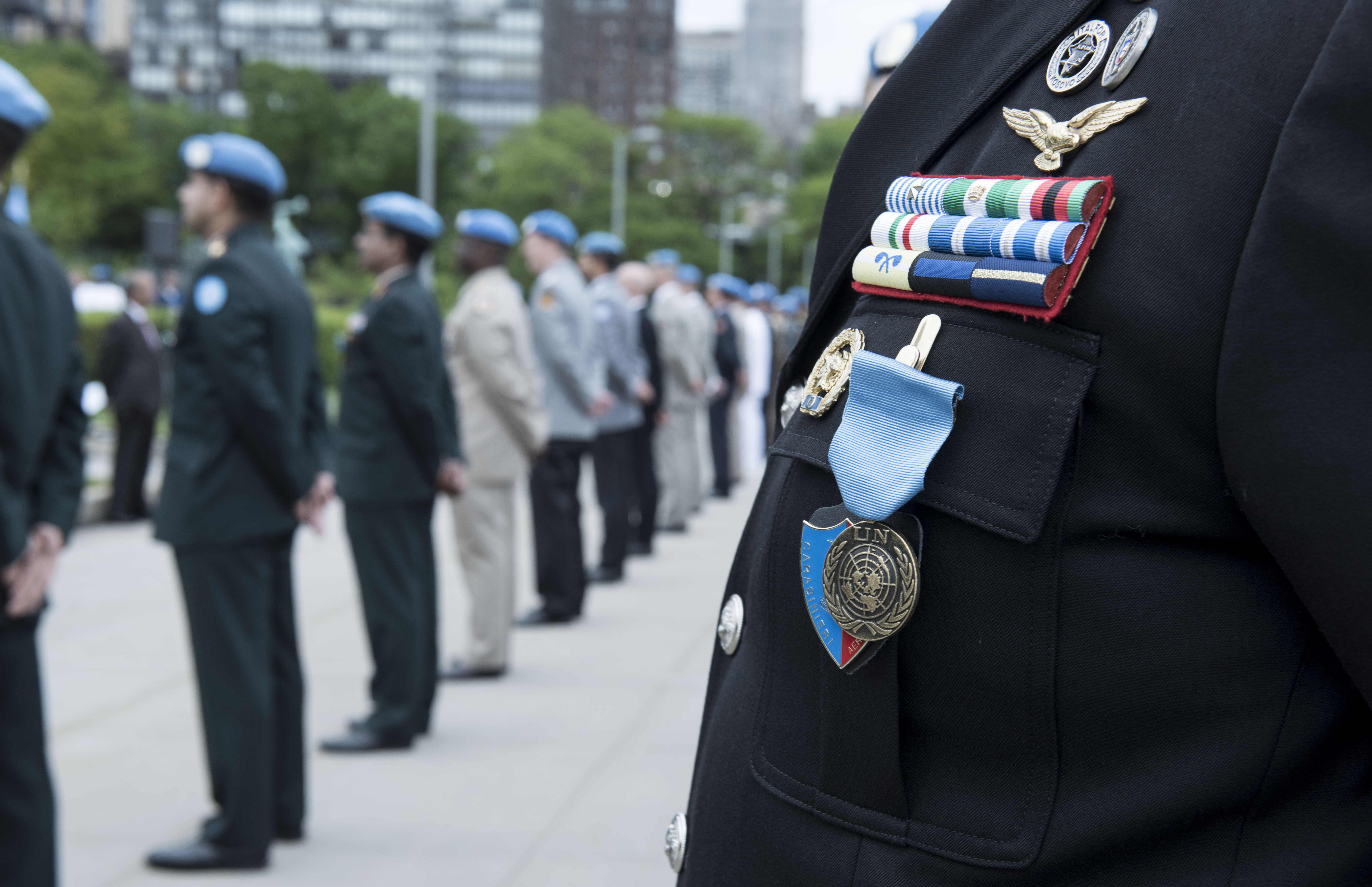 The medal parade for military and police serving at UNHQ