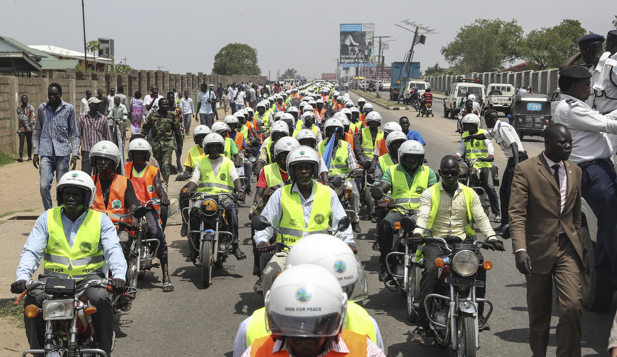 UNMISS chief rides with boda boda motorcyclists in campaign for peace ...