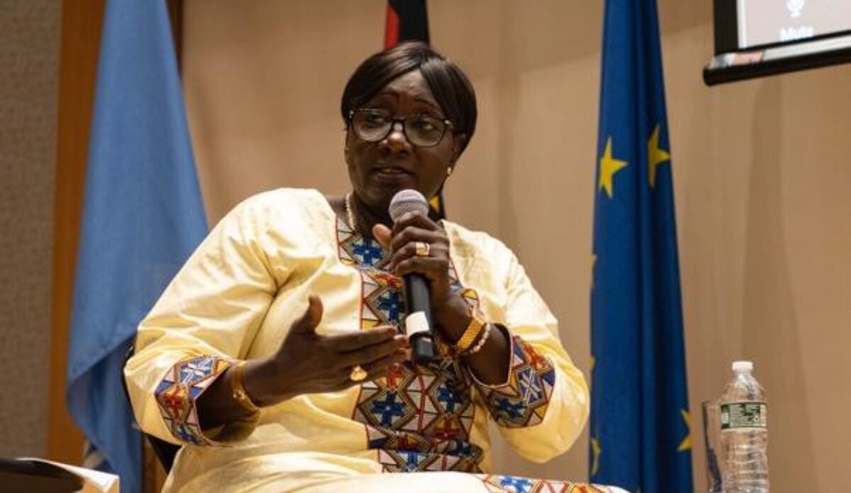 Mama Koite speaking at the Peacekeeping and Humanitarian Leadership Dialogue held in New York City, 24 October 2022. Photo: UN Peacekeeping/ Stephanie Lemassiou