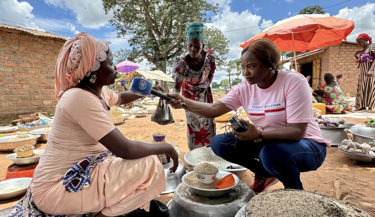 UN Volunteer, Bebey Michelle Tchania, gives a voice to local community members through her work as a radio producer with Guira FM in the Central African Republic.