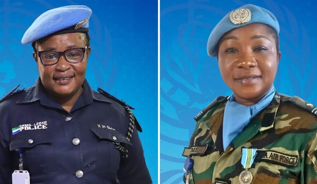 2024 UN Woman Police Officer of the Year Award, Chief Superintendent of Police Zainab Gbla (left) and  2024 UN Military Gender Advocate of the Year Award, Squadron Leader Sharon Mwinsote Syme