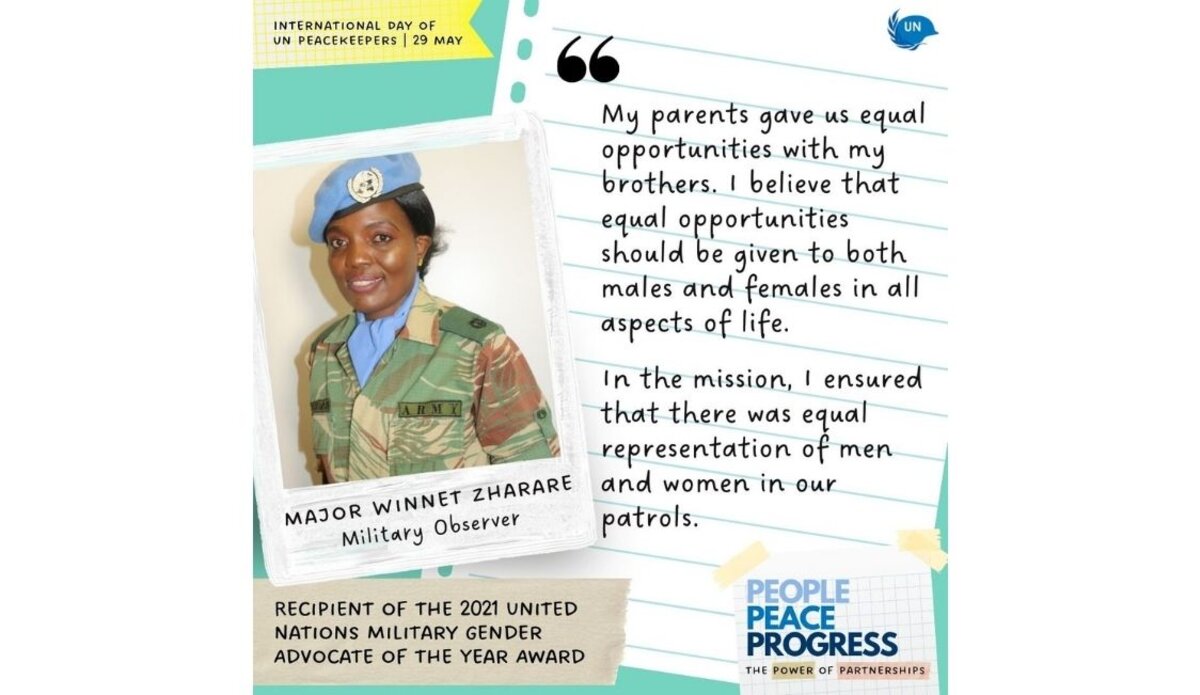 创造历史：温妮特•扎拉雷少校成为首位获得联合国年度军队性别平等倡导 