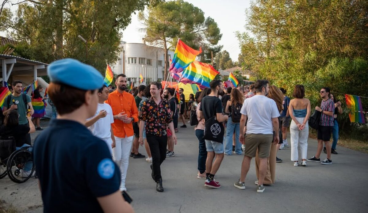 Pride parade in the UN buffer zone, 2023. UNFICYP enabled safe, impartial access for Greek Cypriots and Turkish Cypriots, supporting inclusion and cross-community dialogue. Photo: UNFICYP/Marek Kósa