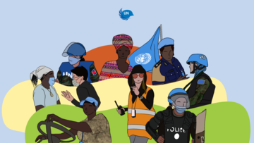 Illustration représentant des femmes à divers types de postes au sein des opérations de paix