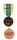 The background of the ribbon is sand or buff coloured symbolizing the dessert, with a wide center band of UN blue flanked by narrow stripes of dark green symbolizing hope. Qualifying time for the medal is 90 days of service in the Mission.
