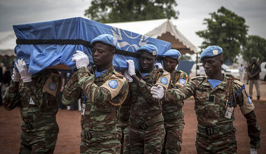 Ceremony for Captain Massamaesso Tangaou from the Togolese contingent serving in MINUSMA. Photo: Harandane Dicko