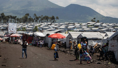 Le site de déplacement de Rusayo 2 dans la province du Nord-Kivu, en République démocratique du Congo.