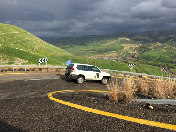 Commander Larsen tours the occupied Golan Heights as part of UNDOF’s Observer Group responsibilities. Photo by UNTSO