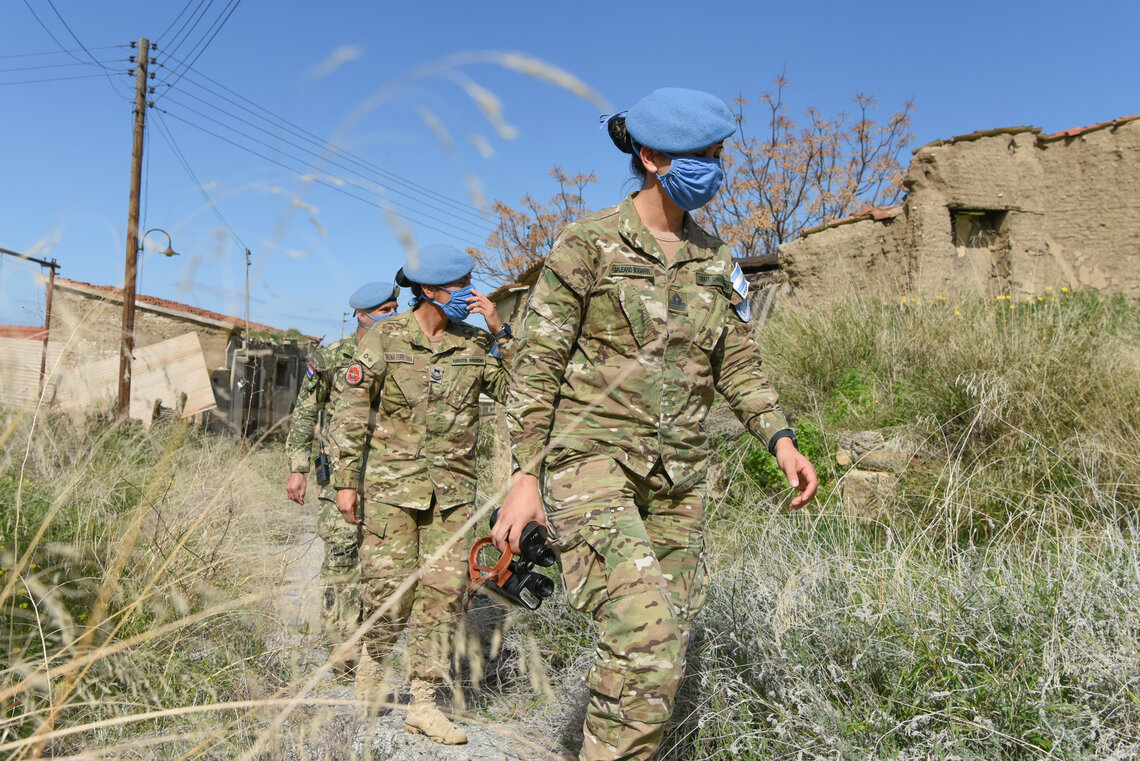 15 February 2021, Cyprus: 02/15/2021 Peacekeepers serving with UNFICYP patrol the buffer zone. UN Photo/Luboš Podhorský 