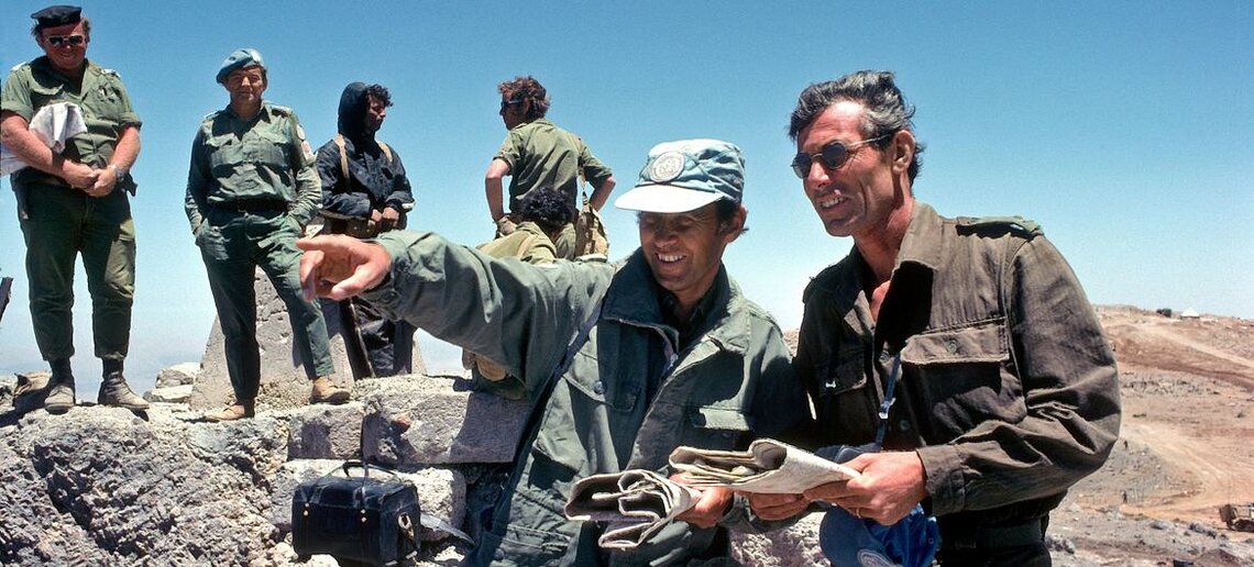 A group of UNDOF officers patrol the Golan Heights